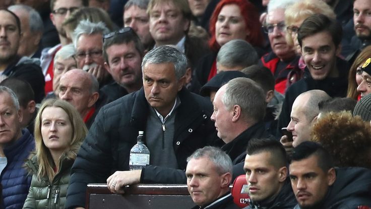 Jose Mourinho is sent to the stands to watch the second half of the clash with Burnley
