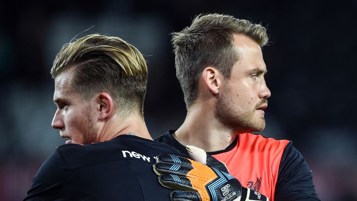 Loris Karius and Simon Mignolet before the EFL Cup Third Round tie against Derby County