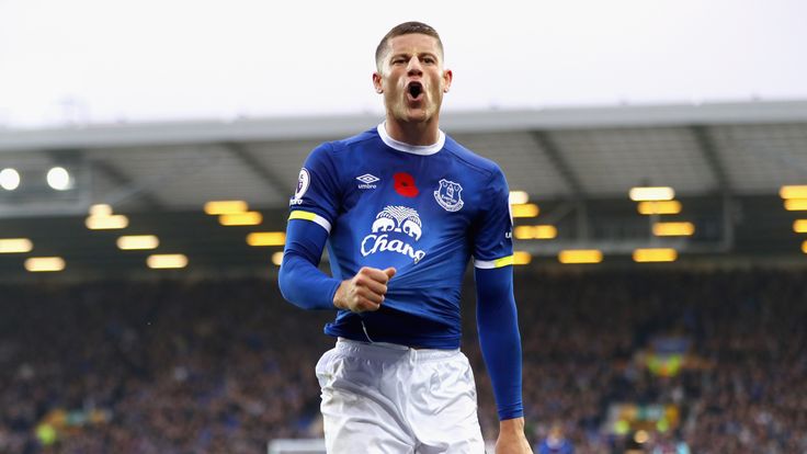Ross Barkley celebrates after making it 2-0 for Everton against West Ham