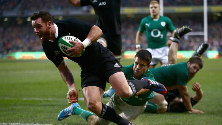 Ryan Crotty scores the match-winning try against Ireland on November 24, 2013