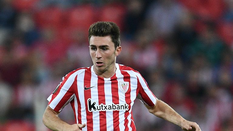 Aymeric Laporte of Athletic Club runs with the ball during the UEFA Europa League Group F match 