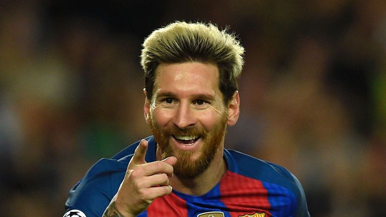 Barcelona forward Lionel Messi celebrates