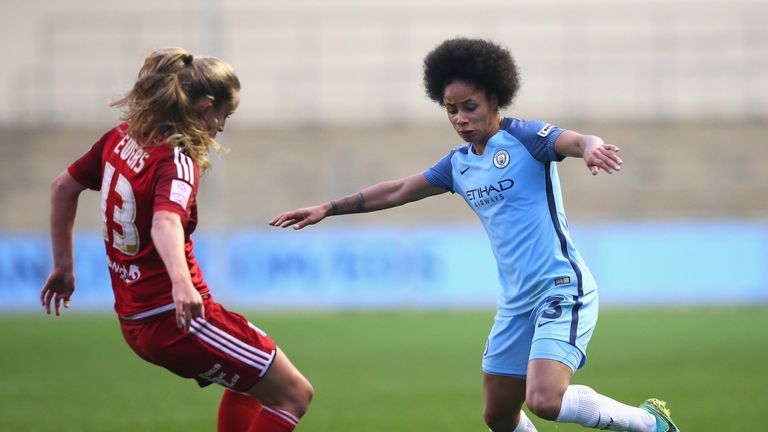 Demi Stokes (right) levelled for City to ensure they went through the entire league season unbeaten