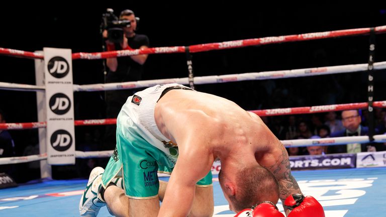 WORLD CHAMPIONSHIP BOXING.ECHO ARENA,LIVERPOOL.PIC;LAWRENCE LUSTIG.WBC SILVER LIGHTWEIGHT CHAMPIONSHIP AT 9ST 9LBS.LUKE CAMPBELL V DERRY MATHEWS