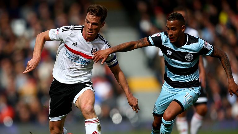 Scott Parker of Fulham holds off Tjaronn Chery of QPR 