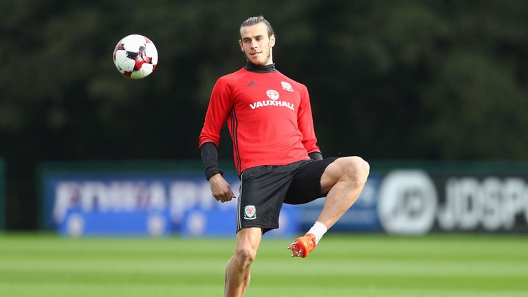 Gareth Bale during a Wales training session at Vale Resort