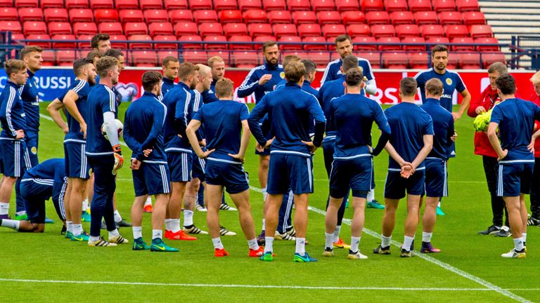 The Scotland squad in training at Hampden