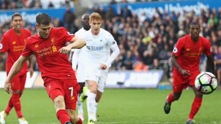 James Milner slots home Liverpool's winning goal