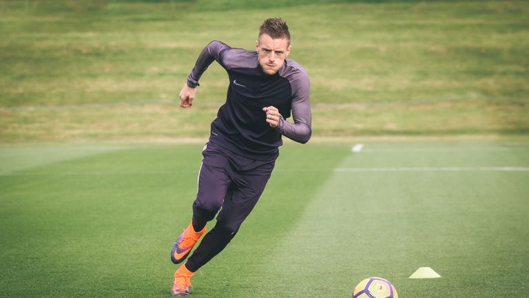Leicester and England striker Jamie Vardy in action. Nike Football's Training gear is built for speed, with revolutionary AeroSwift technology