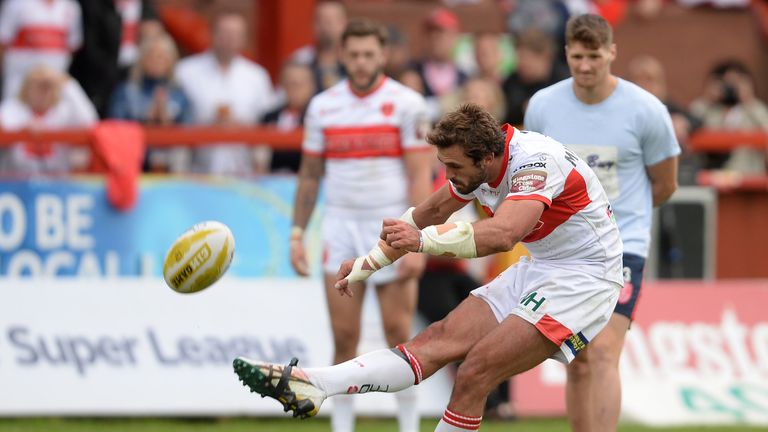 Hull Kingston Rovers' Josh Mantellato scores a penalty during of the First Utility Super League, Million Pound Game at Craven Park, Hull.