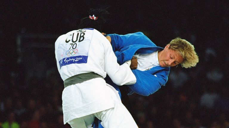 Kate Howey of Great Britain in the Final of the Womens 70Kg Judo against Sibelis Veranes at the Sydney 2000 Olympic Games