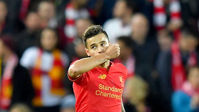 Liverpool's Philippe Coutinho celebrates 