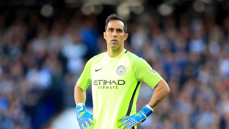 Manchester City goalkeeper Claudio Bravo looks dejected following the loss to Tottenham 