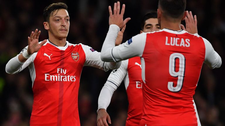 Mesut Ozil celebrates 