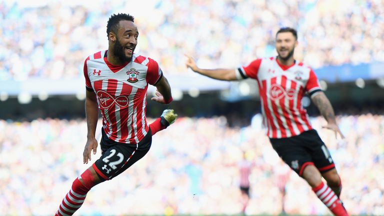 Nathan Redmond of Southampton celebrates after scoring the opening goal 