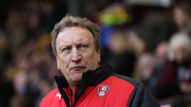 Rotherham's manager Neil Warnock during the Sky Bet Championship match at the Turf Moor, Burnley.
