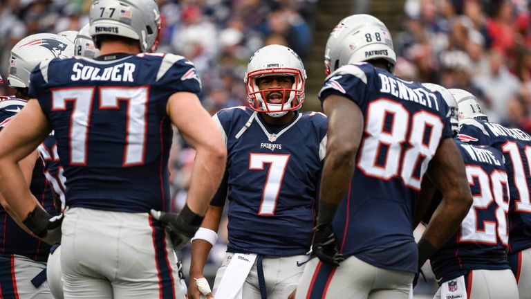 Jacoby Brissett #7 and the New England Patriots suffered their first defeat of the NFL season