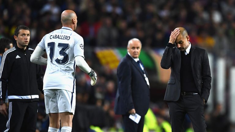 Pep Guardiola reacts after Claudio Bravo's red card