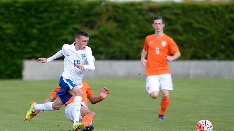 BOISSY-SAINT-LEGER, FRANCE - OCTOBER 29:  Phil Foden of England in action during the Tournoi International game between England U16 and the Netherlands U16