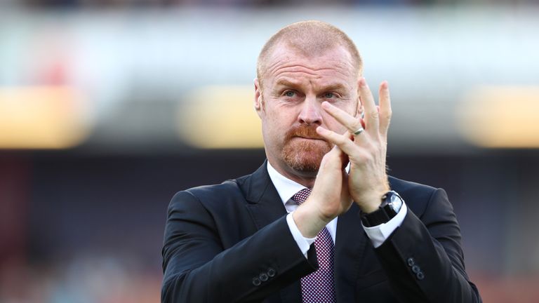 Sean Dyche applauds the Burnley fans prior to kick-off at Turf Moor
