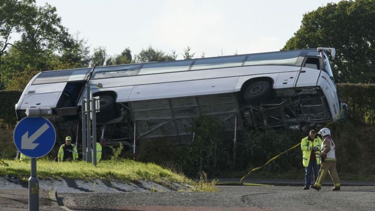 The scene of the coach accident in Ayrshire on Saturday