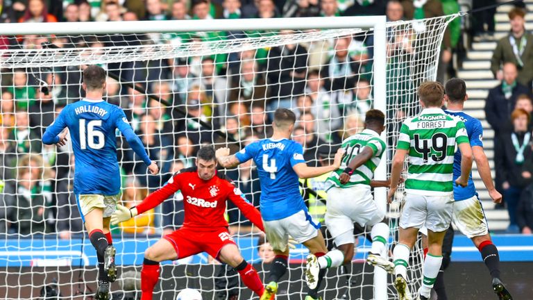Moussa Dembele scores late in the game as Celtic beat Rangers in the League Cup at Hampden