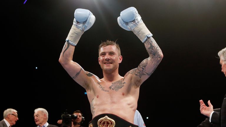 Ricky Burns celebrates beating Michele Di Rocco in the WBA Super-Lightweight world title bout at the SSE Hydro, Glasgow.