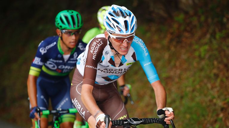 French Romain Bardet of team Ag2R rides during the 110th edition of the giro di Lombardia (Tour of Lombardy),  a 241 km cycling race from Como to Bergamo o