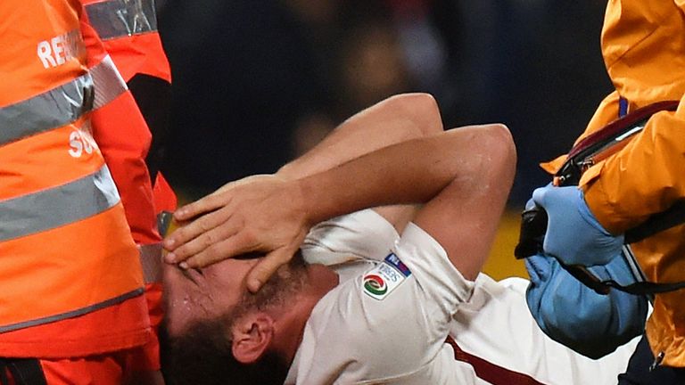 Alessandro Florenzi is carried off on Wednesday night