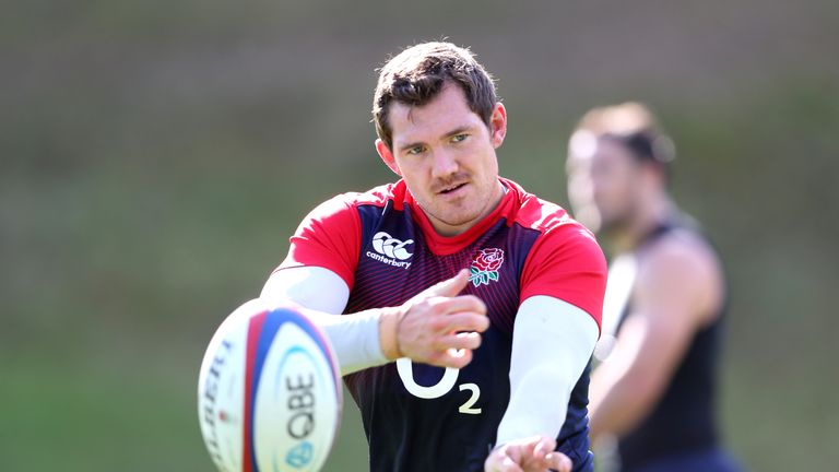 BAGSHOT, ENGLAND - SEPTEMBER 01:  Alex Goode passes the ball during the England training session held at Pennyhill Park on September 1, 2015 in Bagshot, En