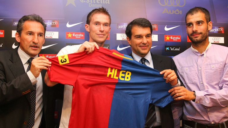 Hleb's 2008 move to Barcelona did not work out under Pep Guardiola (far right)