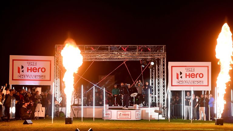 Alex Levy of France hits his tee shot during the Hero Challenge prior to the British Masters 