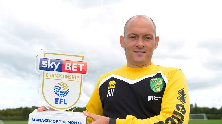 Pic by Arfa  /  Griffiths Photographers.Alex Neil SKYBET Championship Manager of the Month .Norwich City. 04-10-2016.NO FREE USE