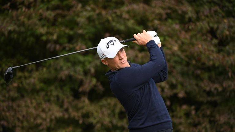 WATFORD, ENGLAND - OCTOBER 16:  Alex Noren of Sweden hits his tee shot on the sixth hole during the fourth round of the British Masters at The Grove on Oct