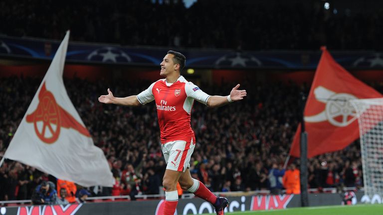 during the UEFA Champions League match between Arsenal FC and PFC Ludogorets Razgrad at Emirates Stadium on October 19, 2016 in London, England.