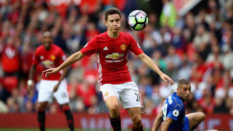 Ander Herrera started in a defensive midfield position against Leicester