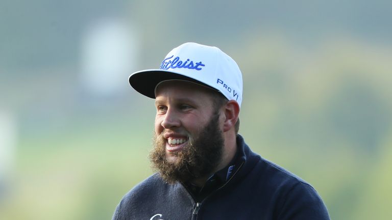 WATFORD, ENGLAND - OCTOBER 14:  Andrew Johnston of England walks onto the 13th green during the second round of the British Masters at The Grove on October
