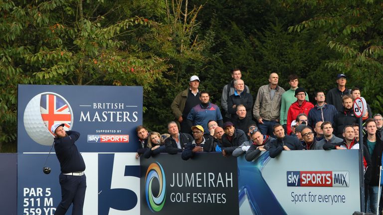 WATFORD, ENGLAND - OCTOBER 14:  Andrew Johnston of England hits his tee shot on the 15th hole during the second round of the British Masters at The Grove o