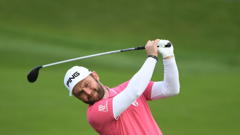 WATFORD, ENGLAND - OCTOBER 14:  Andy Sullivan of England plays his second shot on the 15th hole during the second round of the British Masters at The Grove