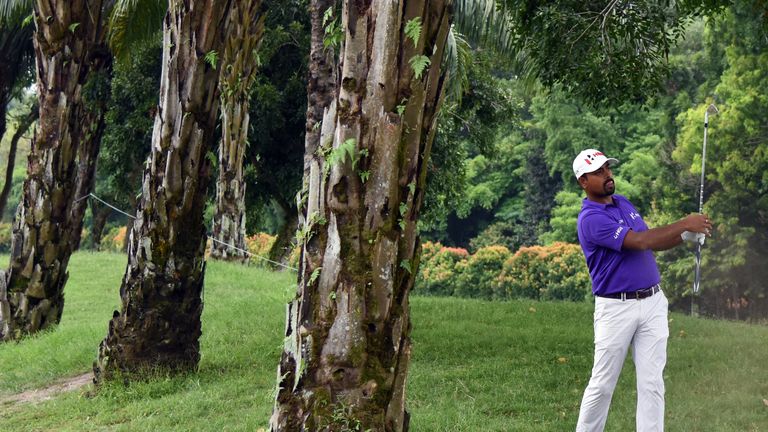 Anirban Lahiri had some trouble in the trees on Sunday