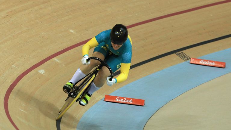 Anna Meares of Australia rides in the Women's Sprint Qualifications on Day 9 of the Rio 2016 Olympic Games