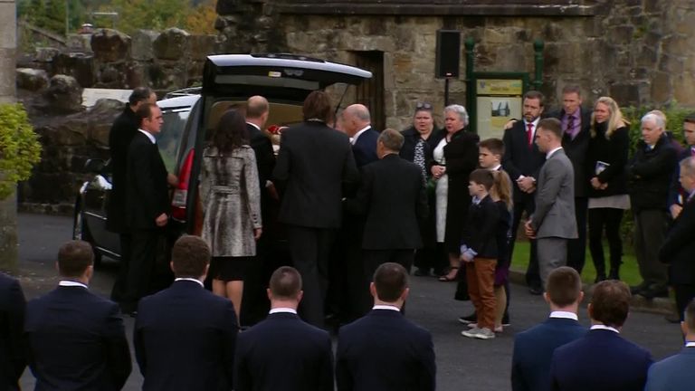 Anthony Foley's coffin taken into his local church in Killaloe, Co Clare