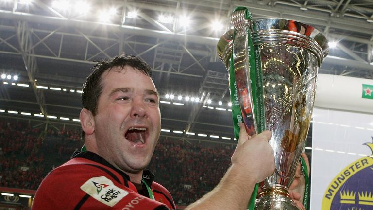 Munster captain Anthony Foley lifts the Heineken Cup in 2006