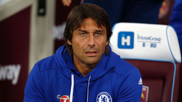 Chelsea's Italian head coach Antonio Conte looks on ahead of the EFL (English Football League) Cup fourth round match between West Ham United and Chelsea a