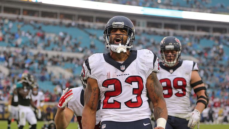 JACKSONVILLE, FL - DECEMBER 07:  Arian Foster #23 of the Houston Texans celebrates after scoring a touchdown during the second half of the game against the