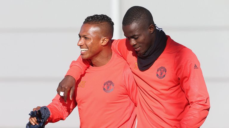 Antonio Valencia and Eric Bailly looked in good spirits ahead of the Europa League tie