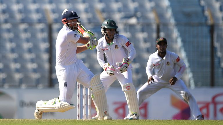 CHITTAGONG, BANGLADESH - OCTOBER 20:  Jonathan Bairstow of England bats during the first Test match between Bangladesh and England at Zohur Ahmed Chowdhury