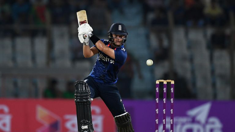 Ben Duckett hits out on his way to 63 off 68 balls at Chittagong