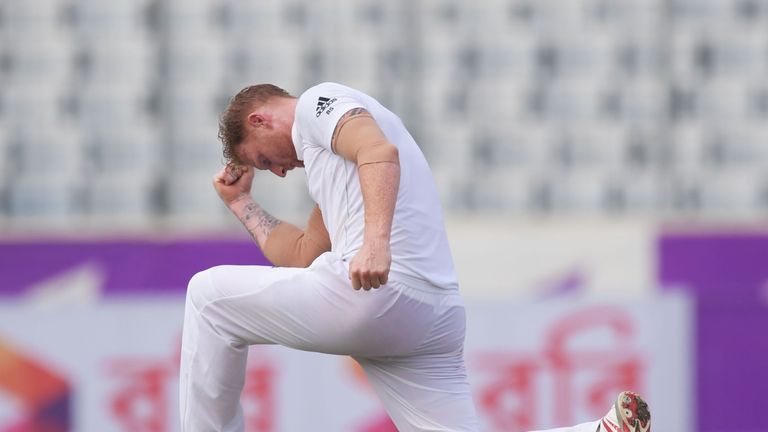 Ben Stokes celebrates the wicket of Mahmudullah