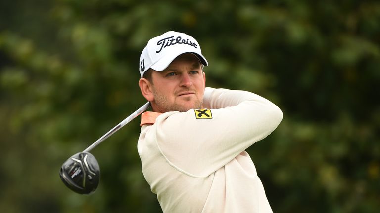 WATFORD, ENGLAND - OCTOBER 15:  Bernd Wiesberger of Austria hits his tee shot on the third hole during the third round of the British Masters at The Grove 